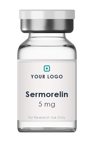Sermorelin white-label research vial — your brand