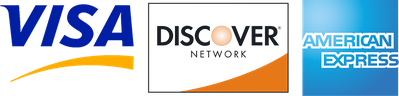 We accept Visa, Discover, and American Express